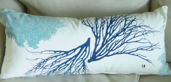 Fish Seahorse Starfish Sea fan and Coral Pillow Covers Handprinted Helio Graphics
