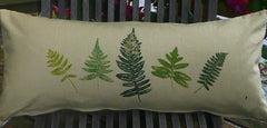 Adirondack Forest Ferns, Loons, Lily pads and feathers  Handprinted Pillow Covers