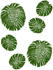 Fabric: Tropical Monstera leaves - jungle green on white