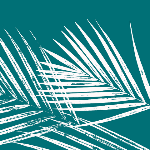 Fabric: Tropical Palm leaves - white on totally teal