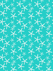Fabric: Sea stars - white on tropical turquoise