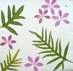 Tropical Botanical Fabrics, Tropical leaves and Fern Pillow Covers: Handprinted and painted