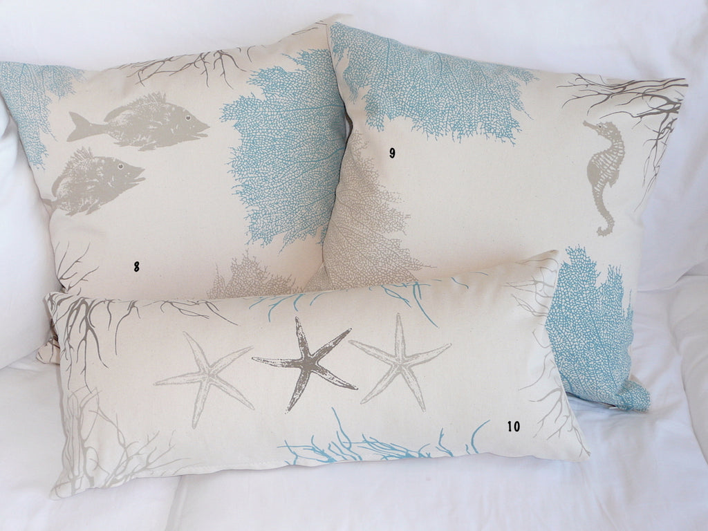 Starfish and Sea Fan Decorative Pillows