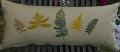 Adirondack Forest Ferns, Loons, Lily pads and feathers  Handprinted Pillow Covers
