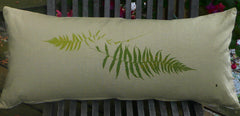 Adirondack Forest Ferns, Loons, Lily pads and feathers  Handprinted Pillow Covers