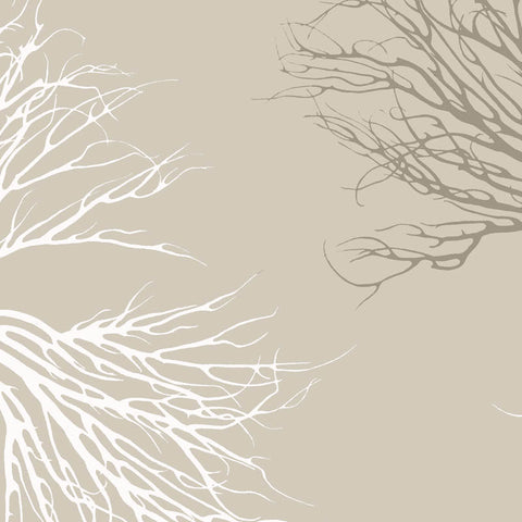Fabric: Coastal Coral - stone and white on sand