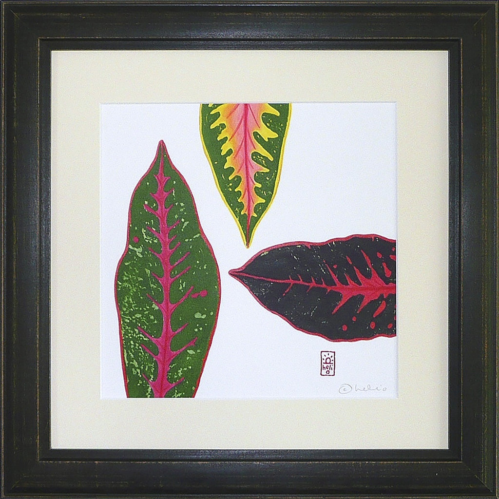 Croton Leaf Collage: 3 leaves pointing