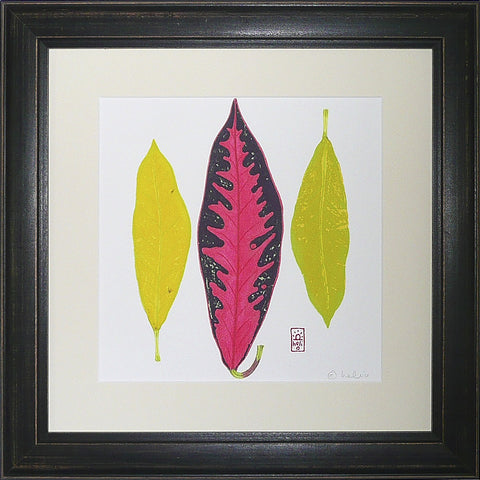 Croton Leaf Collage: 3 vertical leaves
