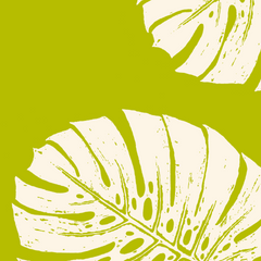 Fabric: Tropical Monstera leaves - ivory on chartreuse