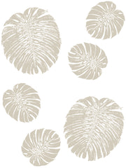 Fabric: Tropical Monstera leaves - sand on white