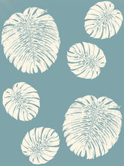 Fabric: Tropical Monstera leaves - ivory on antique blue