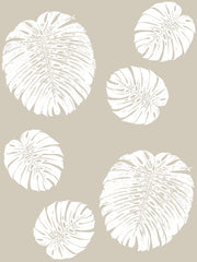 Fabric: Tropical Monstera leaves - white on sand