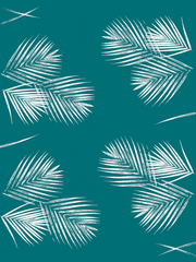 Fabric: Tropical Palm leaves - white on totally teal