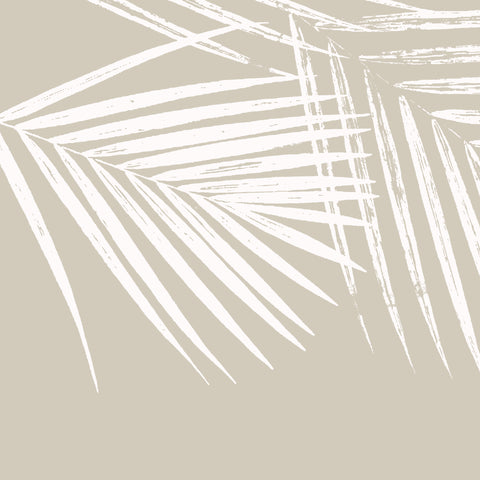 Fabric: Tropical Palm leaves - white on sand