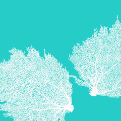 Fabric: Sea fans - white on turquoise