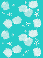 Fabric: Sea fans and Starfish - white on turquoise with sea stars