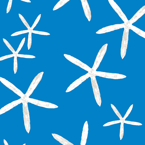 Fabric: Sea stars - white on bahama blue