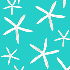Fabric: Sea stars - white on tropical turquoise