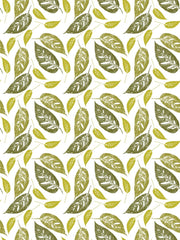 Fabric: Swiss cheese leaves - greens on white