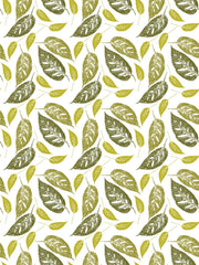 Fabric: Swiss cheese leaves - greens on white