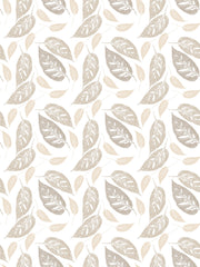 Fabric: Swiss cheese leaves - sand and stone on white