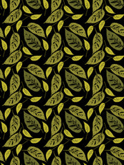 Fabric: Swiss cheese leaves - greens on ebony