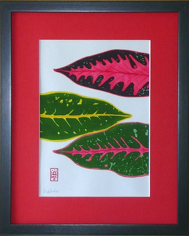 Croton Leaf Collage: 3 horizontal leaves