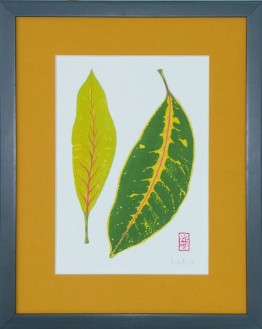 Croton Leaf Collage: 2 vertical leaves