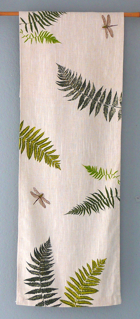 Handprinted Table Linens ~ Ferns and Dragonflies