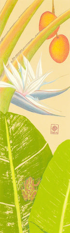 White Bird of Paradise, Mangoes, and Tree frog