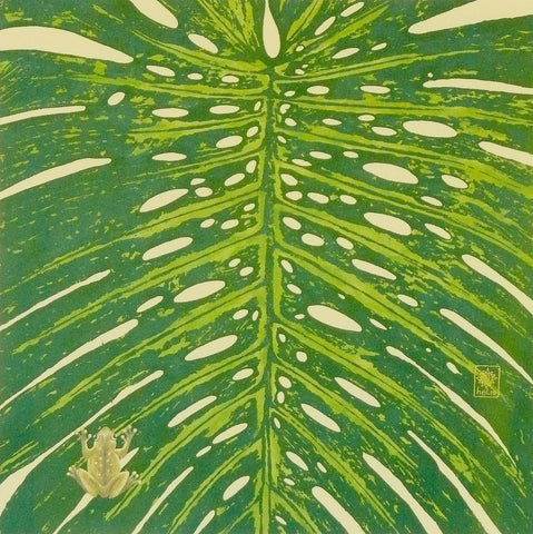 Monstera and Tree Frog