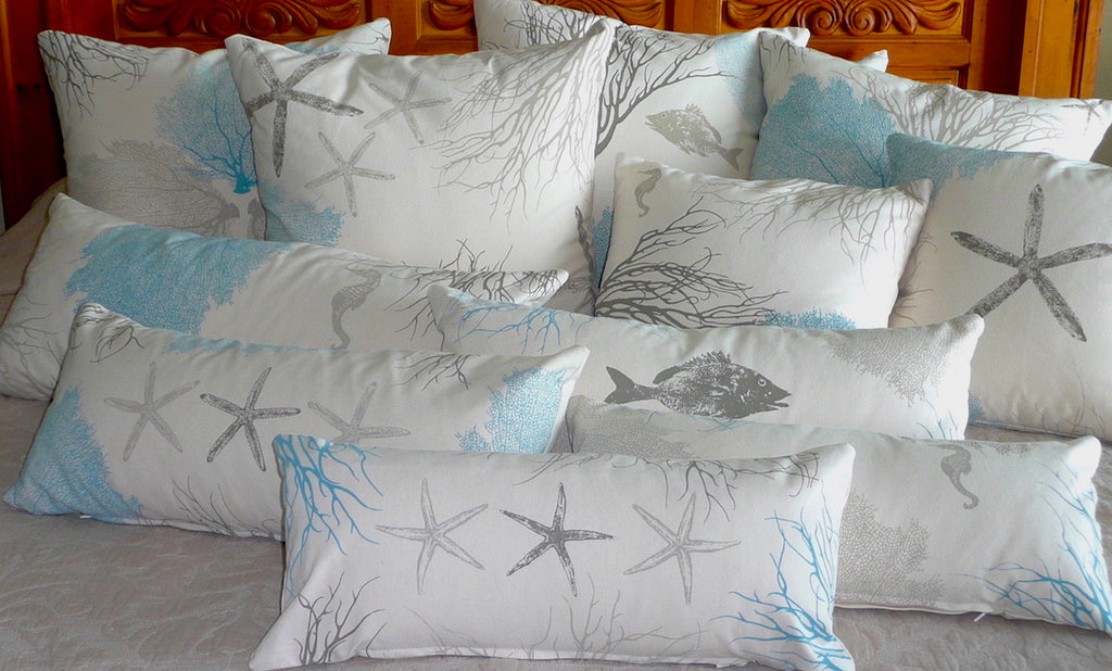 Coral, Sea Fan, Seahorse, Fish Hand made pillow covers – Helio