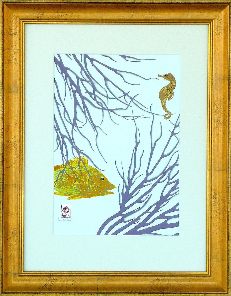 Purple coral, Sea horse and Fish
