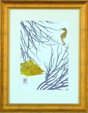Purple coral, Sea horse and Fish